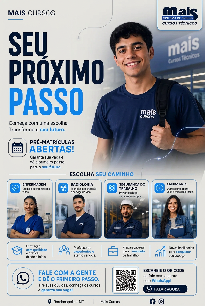 Peça da campanha Mais Cursos em fundo branco: Seu próximo passo